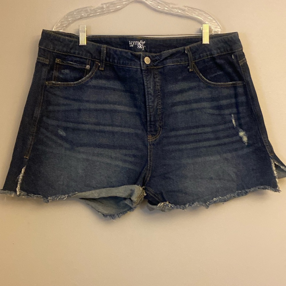 ⭐️Terra & Sky Distressed high waist denim shorts size 20 w